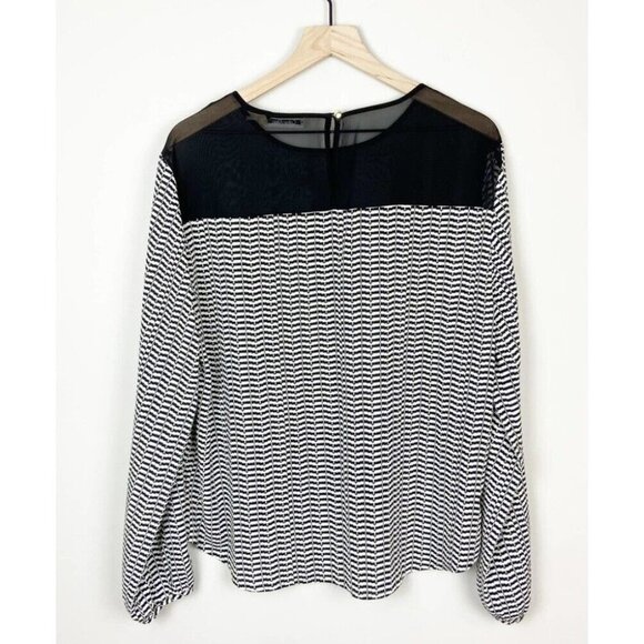 Calvin Klein Womens Silky Blouse Top Houndstooth Print Black White Sz Small - Picture 6 of 10